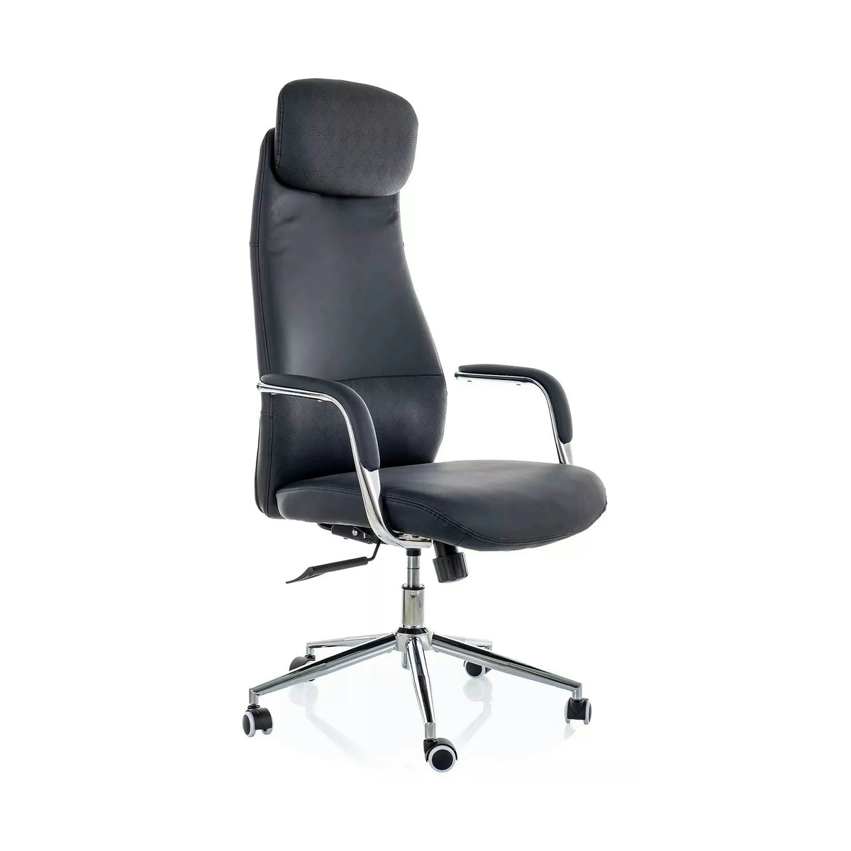 Scaun birou Q-05, negru, piele ecologică, 65x50x117 cm