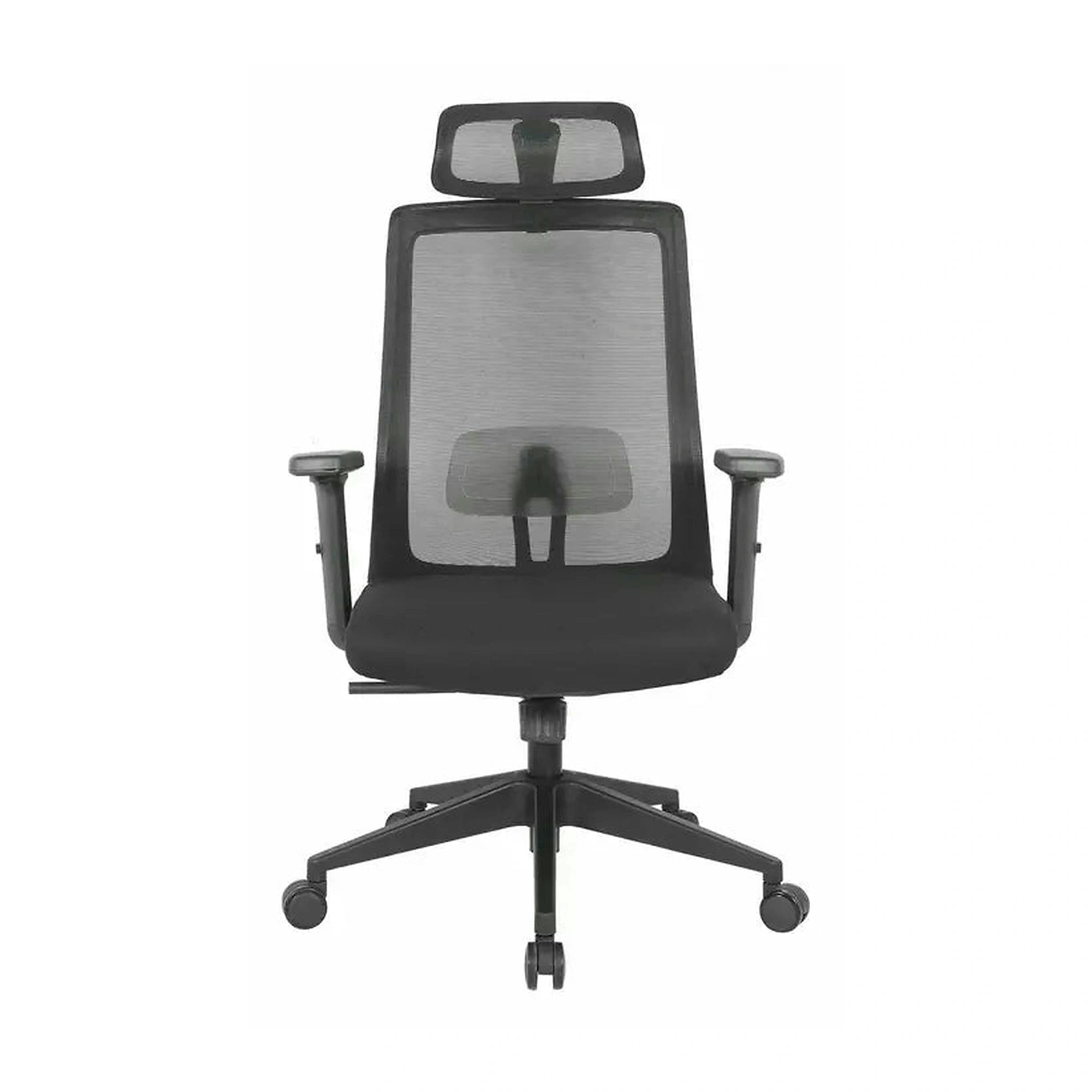 Scaun birou Q-058, negru, stofa/plasa, 65x50x113/123 cm