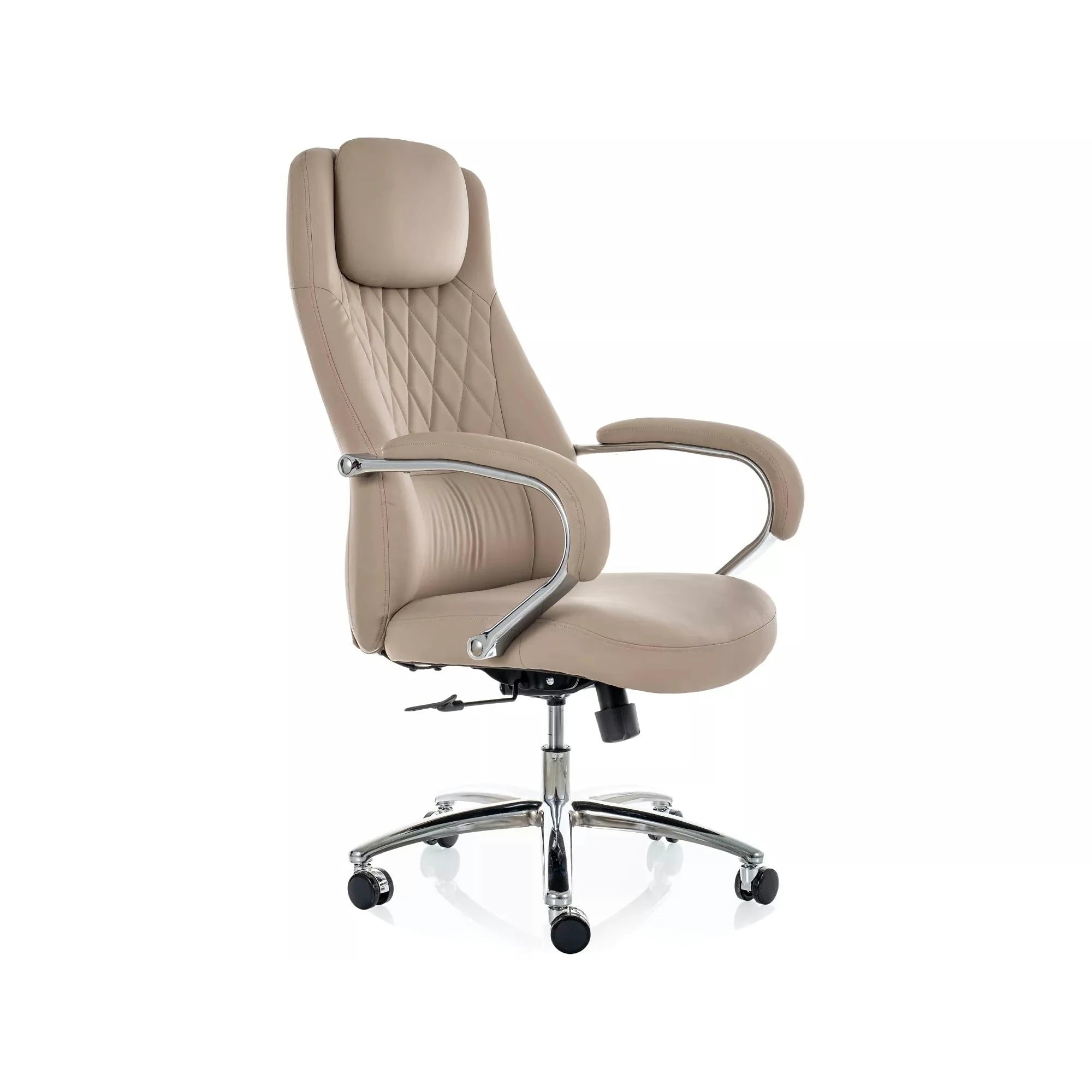 Scaun birou Q-07, bej, piele ecologică, 68x51x116 cm