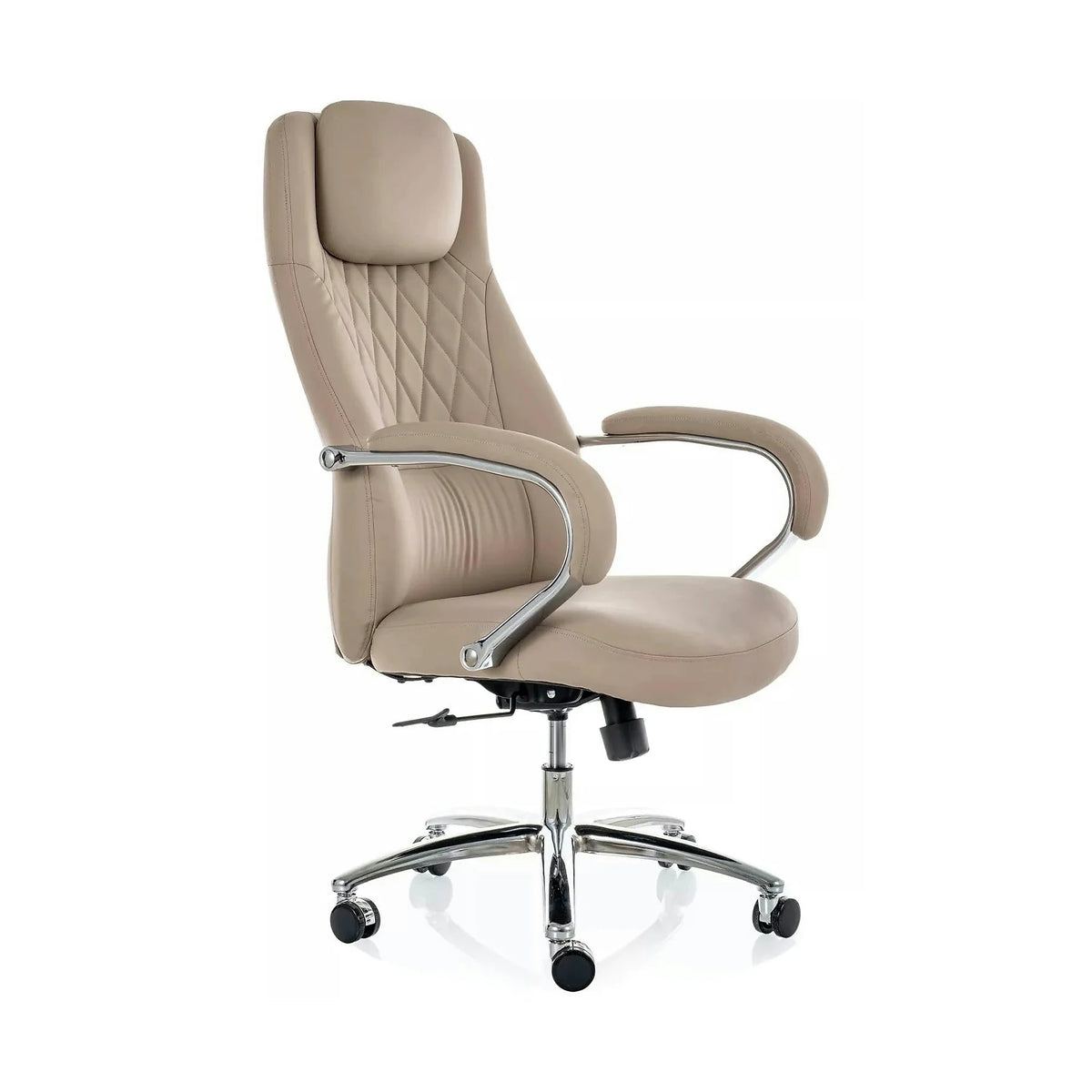 Scaun birou Q-07, bej, piele ecologică, 68x51x116 cm