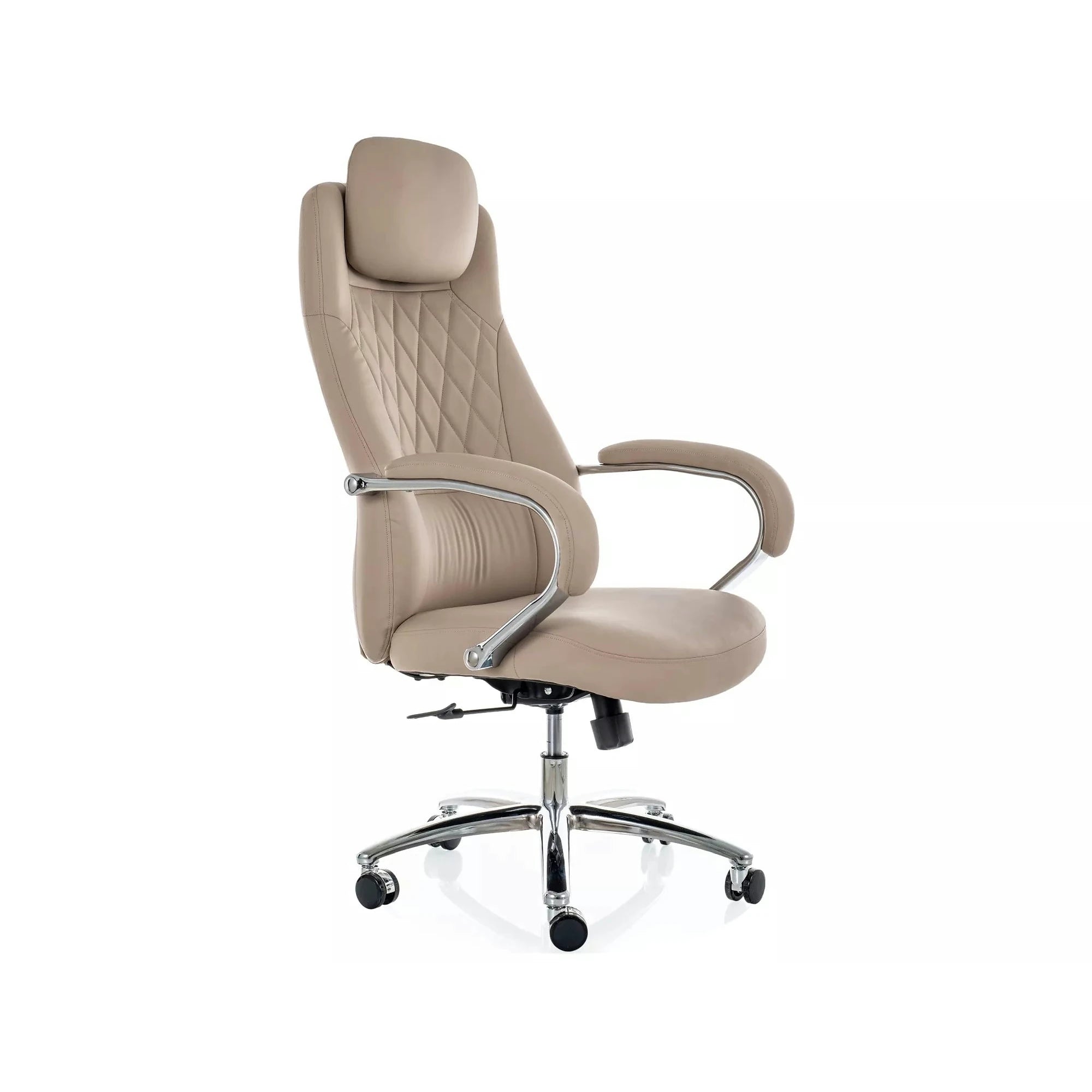 Scaun birou Q-07, bej, piele ecologică, 68x51x116 cm