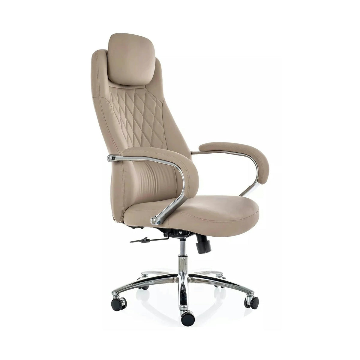 Scaun birou Q-07, bej, piele ecologică, 68x51x116 cm