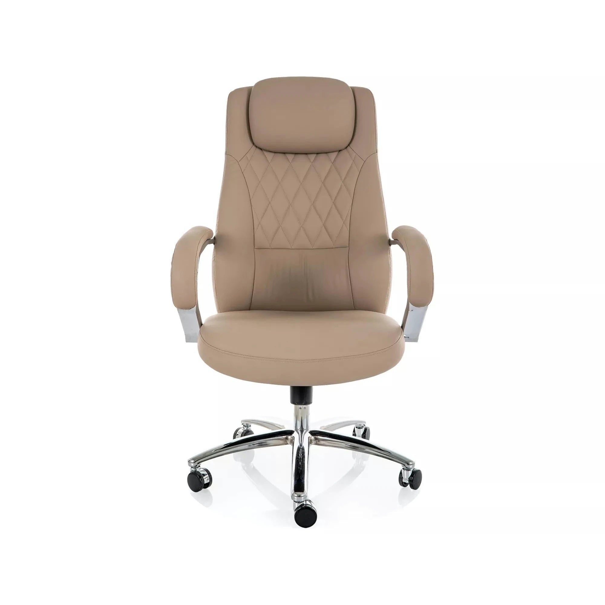 Scaun birou Q-07, bej, piele ecologică, 68x51x116 cm