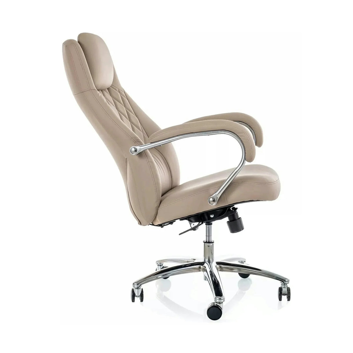 Scaun birou Q-07, bej, piele ecologică, 68x51x116 cm