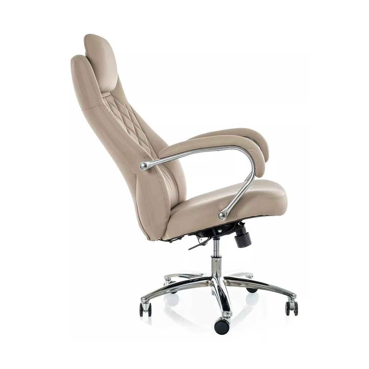 Scaun birou Q-07, bej, piele ecologică, 68x51x116 cm