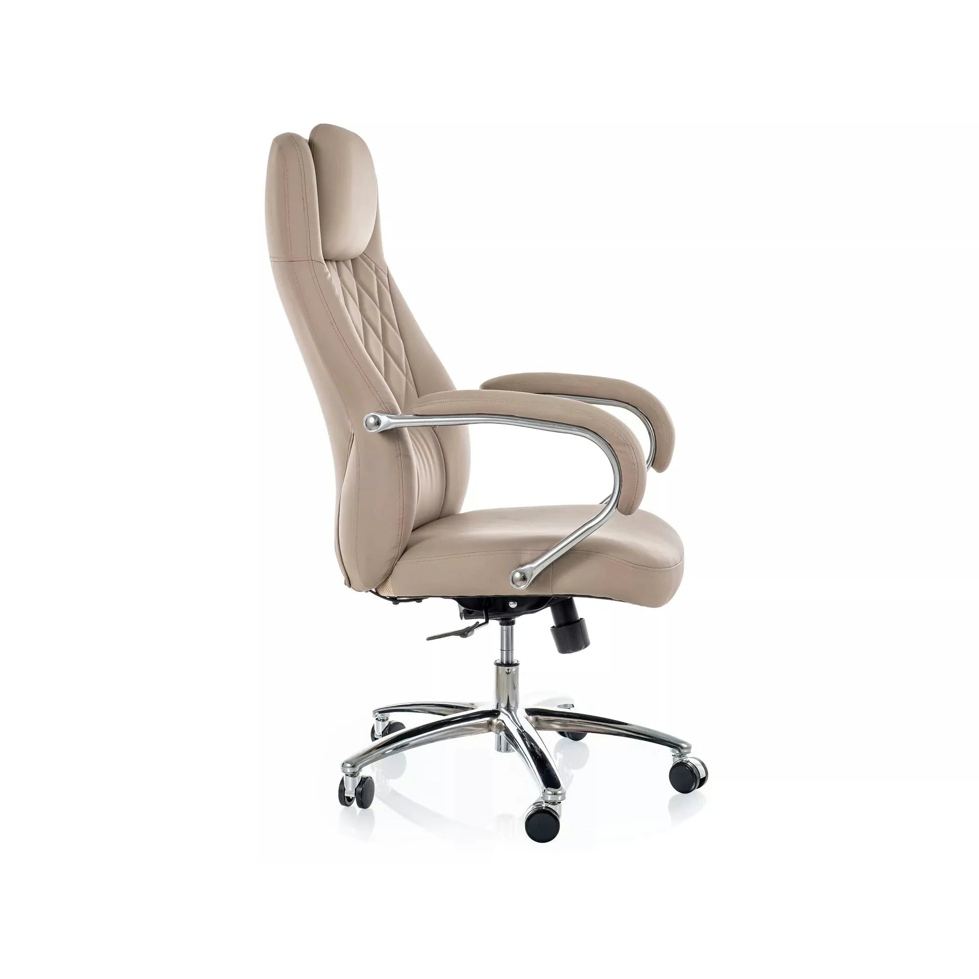 Scaun birou Q-07, bej, piele ecologică, 68x51x116 cm