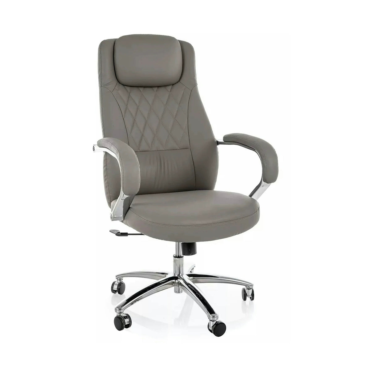 Scaun birou Q-07, gri, piele ecologică, 68x51x116 cm