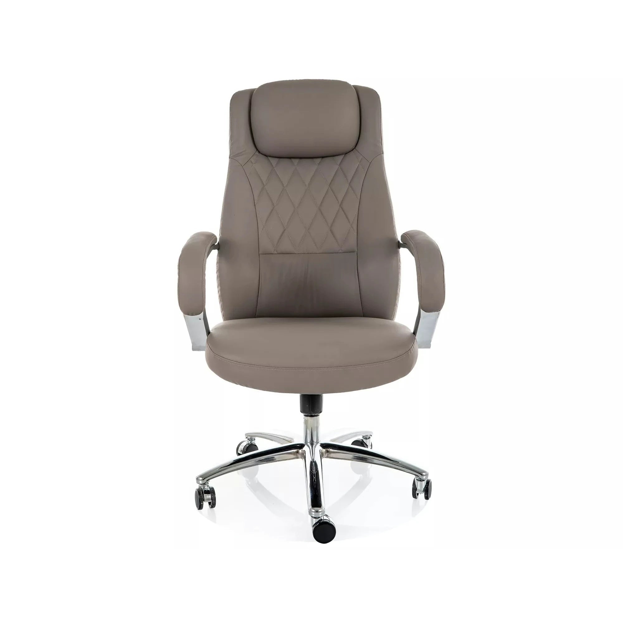 Scaun birou Q-07, gri, piele ecologică, 68x51x116 cm