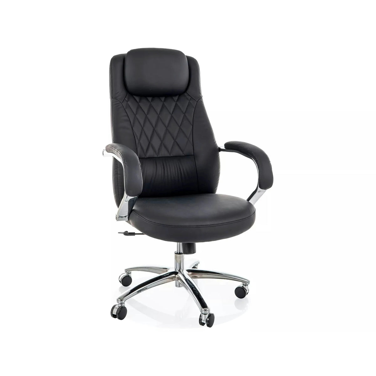 Scaun birou Q-07, negru, piele ecologică, 68x51x116 cm