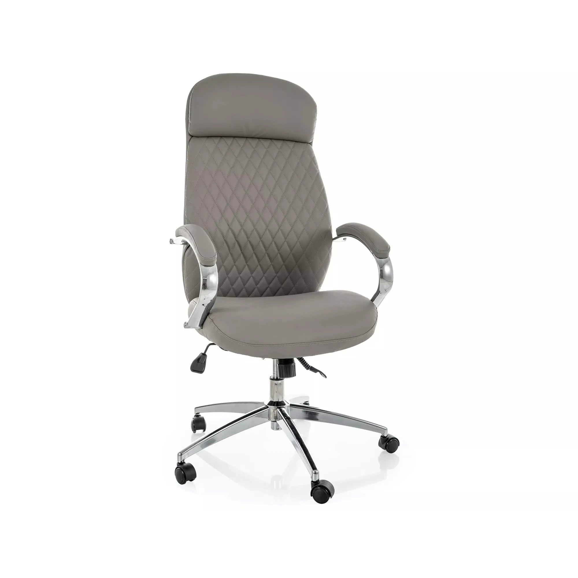 Scaun birou Q-09, gri, piele ecologică, 64x48x118 cm
