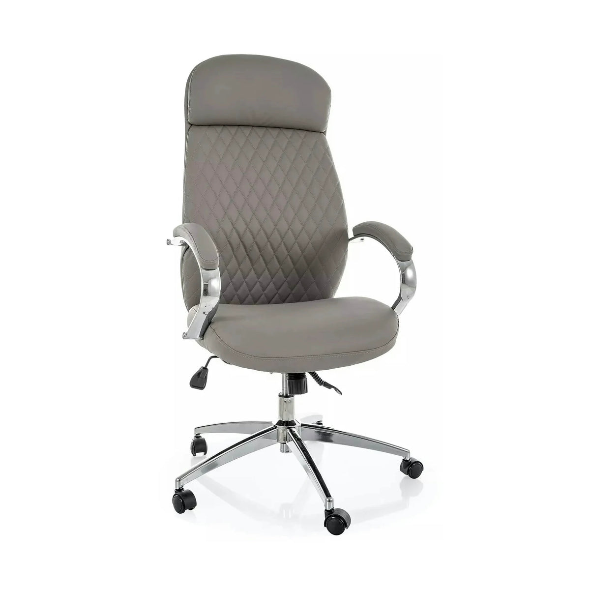 Scaun birou Q-09, gri, piele ecologică, 64x48x118 cm