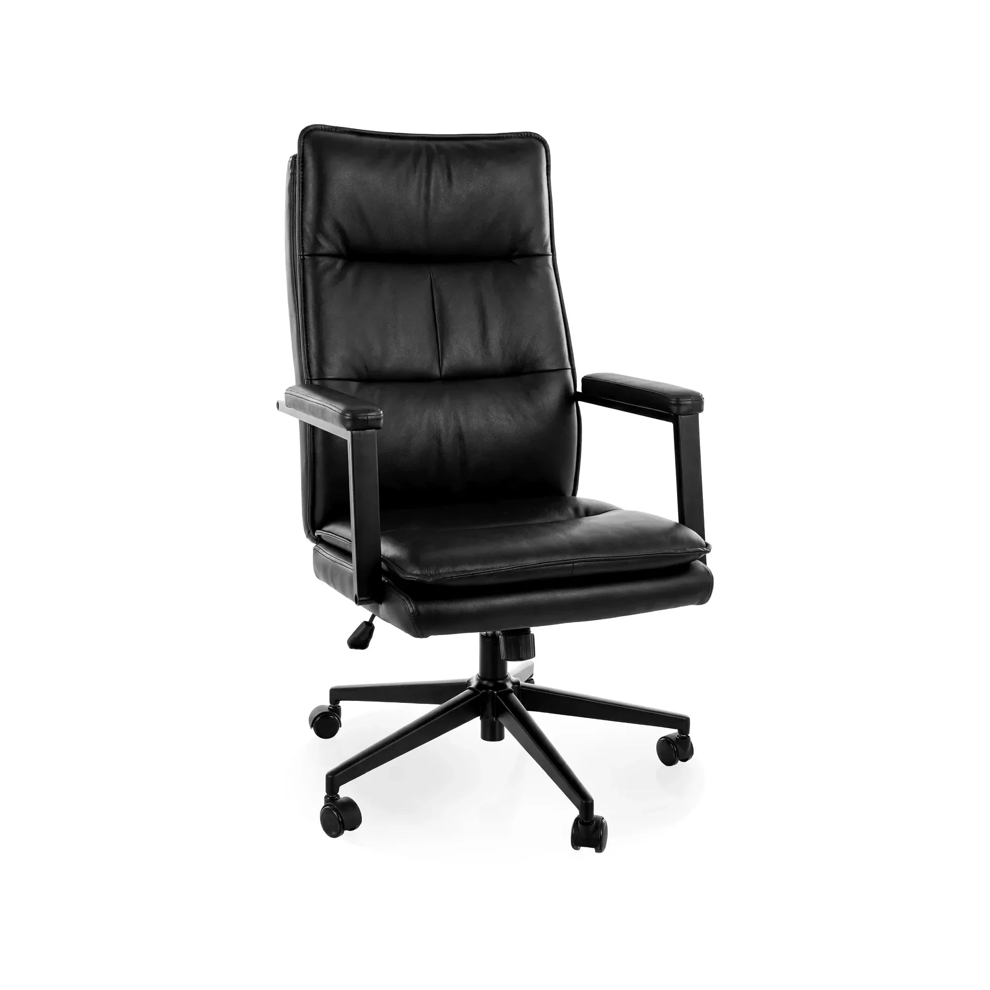 Scaun birou Q-091, negru, piele ecologică, 62x48x111 cm