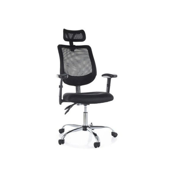 Scaun birou Q-118R, negru/crom, stofa/plasa/metal, 60x50x115/125 cm