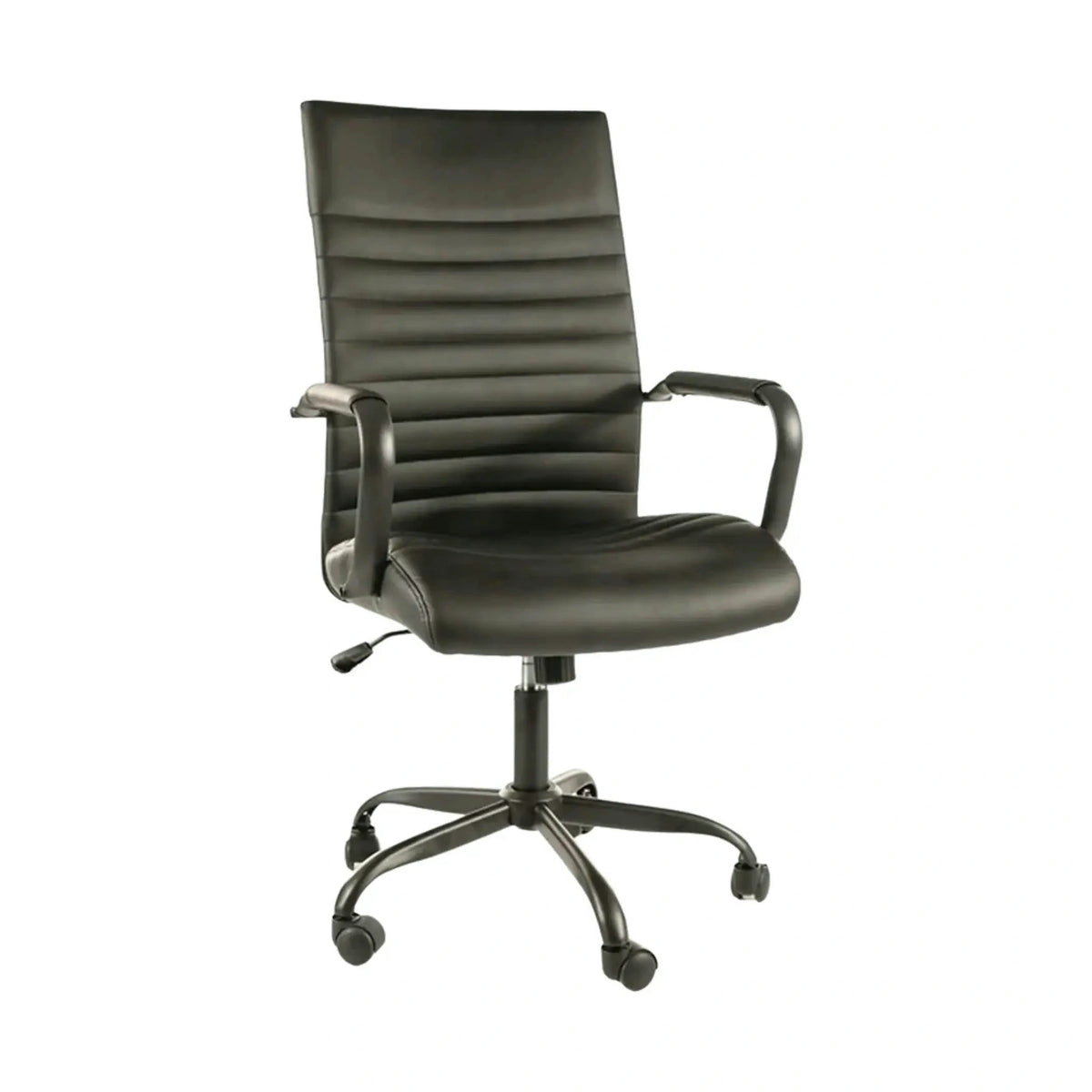 Scaun birou Q-306, negru, piele ecologica/metal, 58x51x106/116 cm