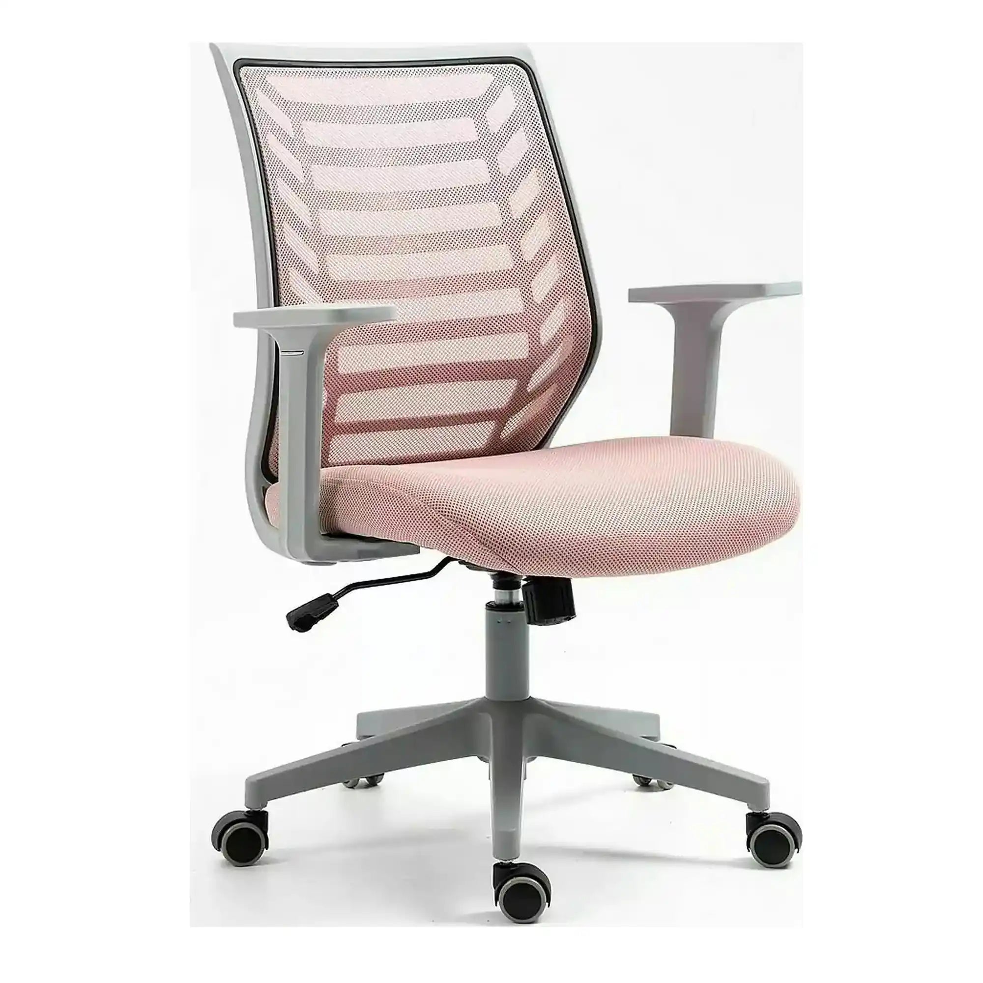 Scaun birou Q-320, roz/gri, stofa/plastic, 60x44x93/103 cm