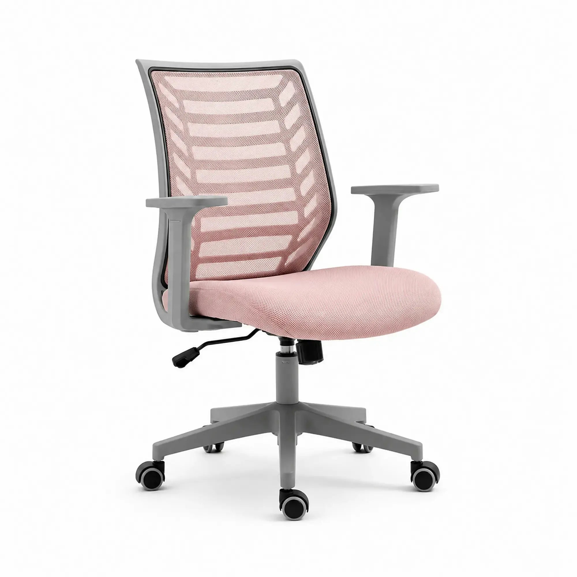 Scaun birou Q-320, roz/gri, stofa/plastic, 60x44x93/103 cm