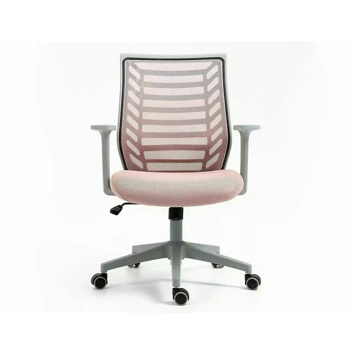 Scaun birou Q-320, roz/gri, stofa/plastic, 60x44x93/103 cm