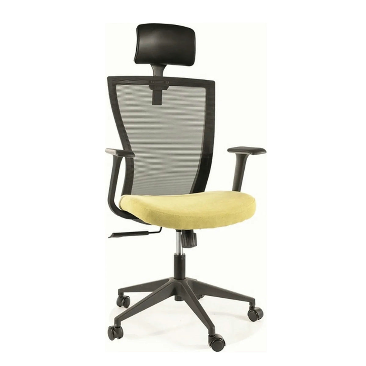 Scaun birou Q-328H, negru/verde, stofa/plasa, 62x48x97/107 cm