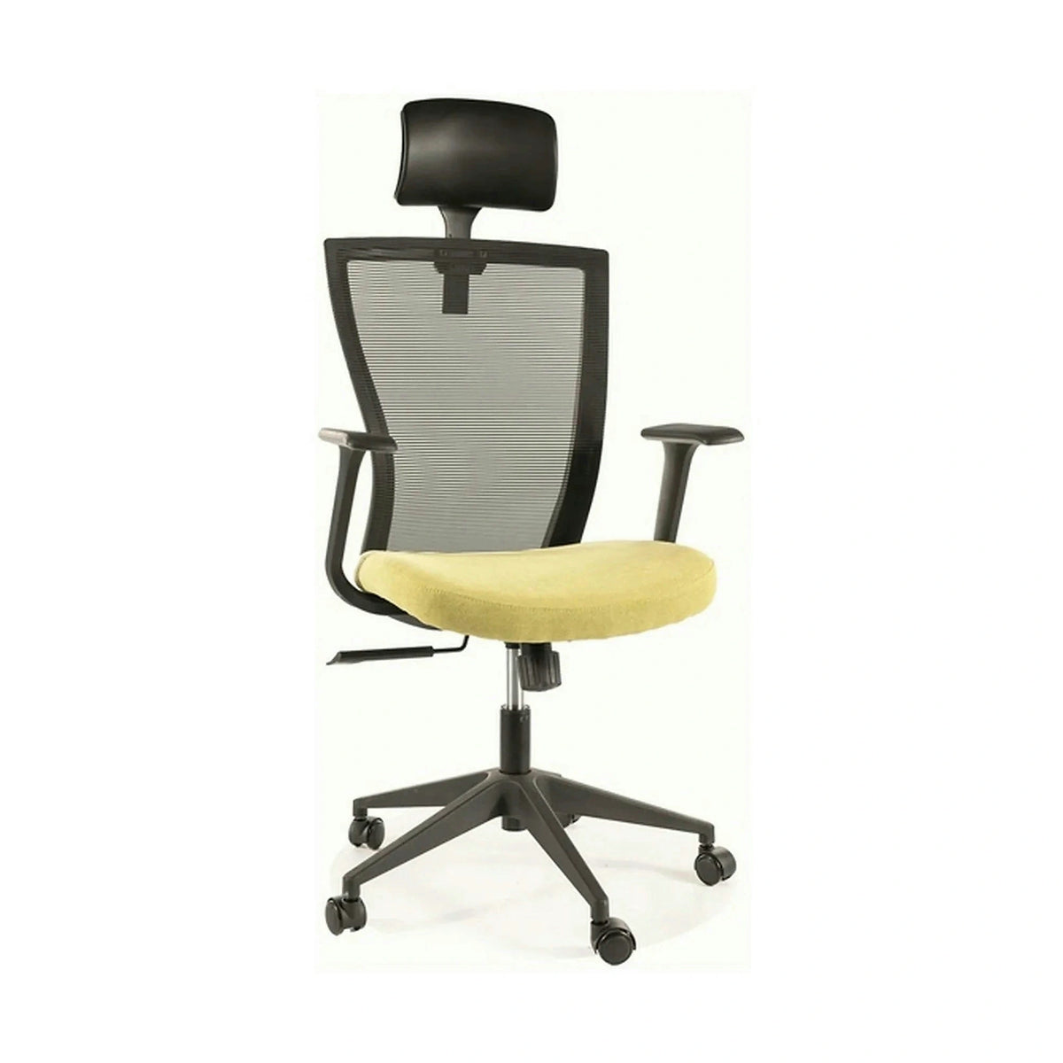 Scaun birou Q-328H, negru/verde, stofa/plasa, 62x48x97/107 cm