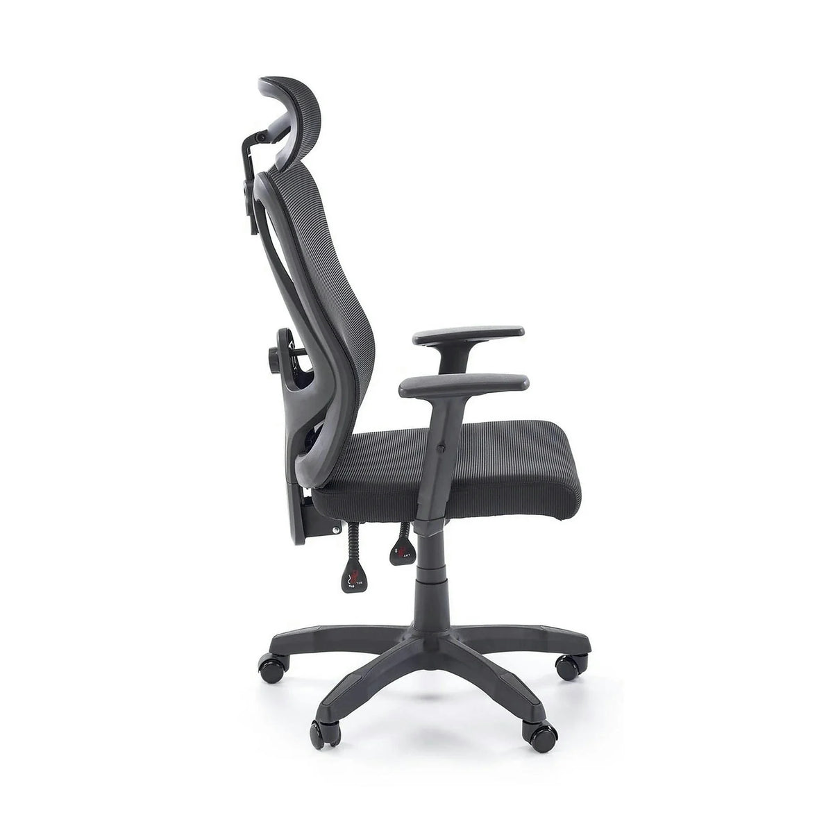 Scaun birou RAMOS, negru, panza/plasa, 65x60x121/129 cm