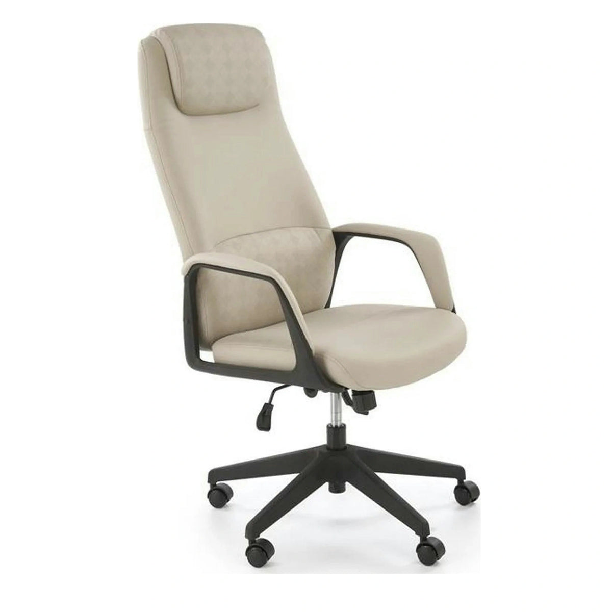 Scaun birou RAZOR, bej/negru, piele ecologica, 66x73x116-124 cm