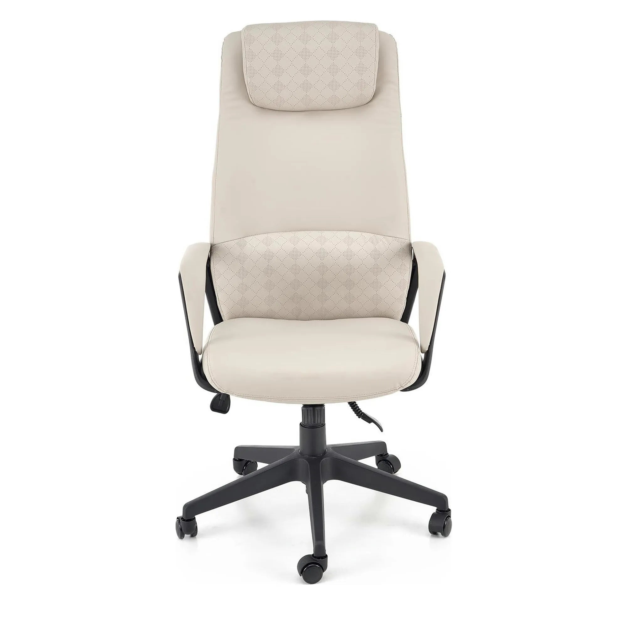Scaun birou RAZOR, bej/negru, piele ecologica, 66x73x116-124 cm