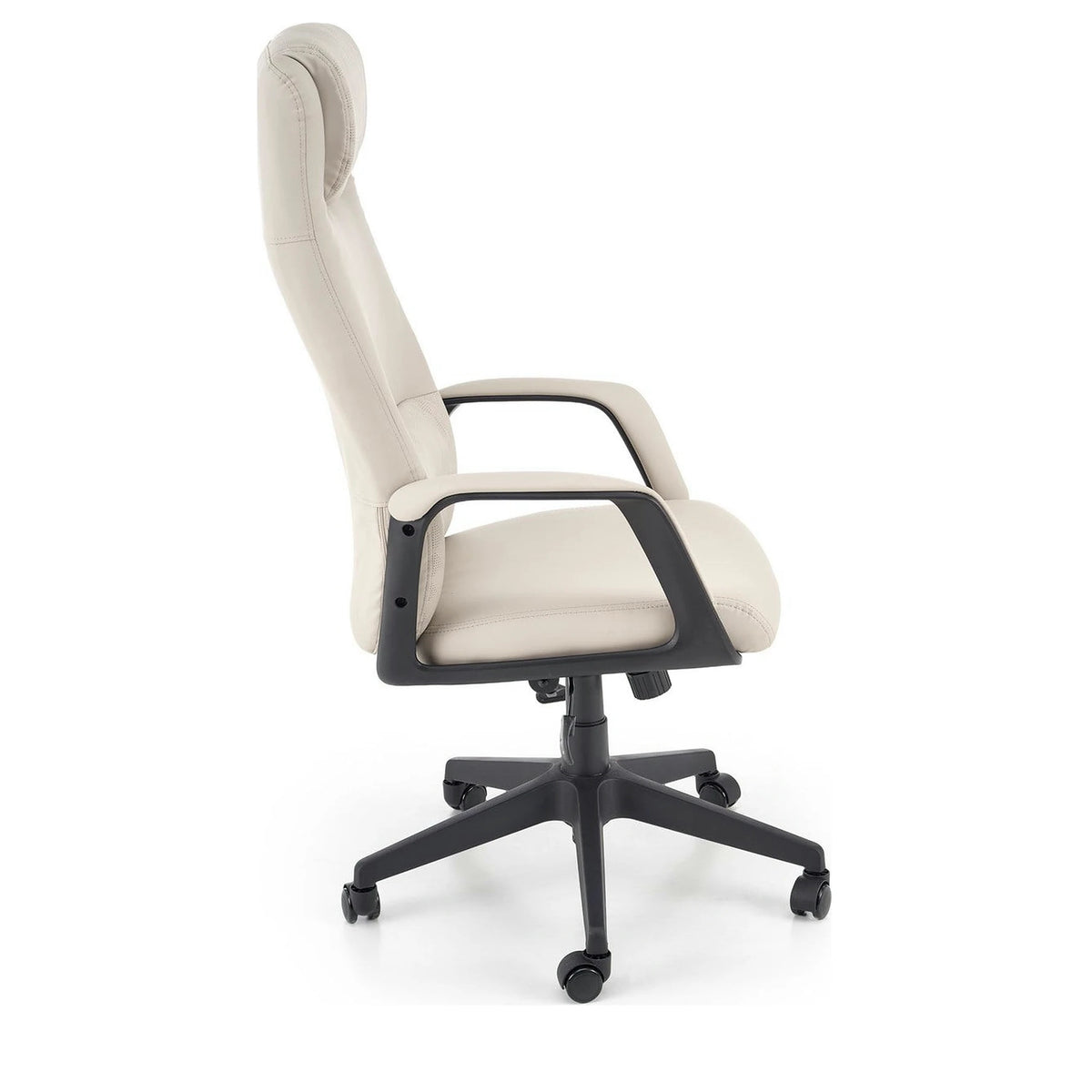 Scaun birou RAZOR, bej/negru, piele ecologica, 66x73x116-124 cm