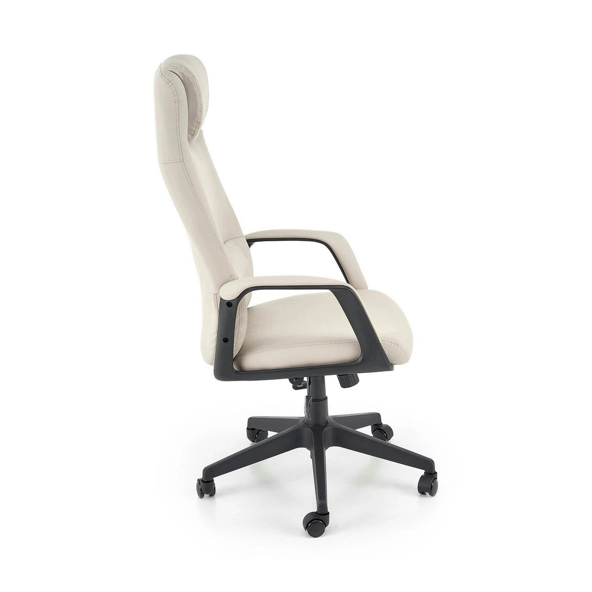 Scaun birou RAZOR, bej/negru, piele ecologica, 66x73x116-124 cm