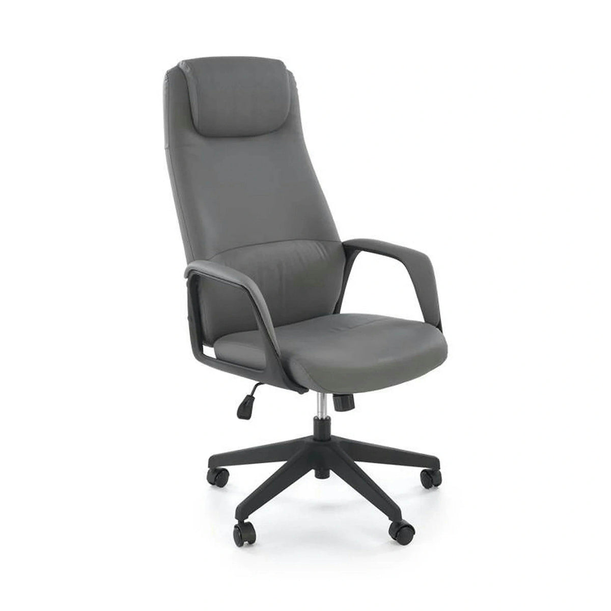 Scaun birou RAZOR, gri/negru, piele ecologica, 66x73x116-124 cm