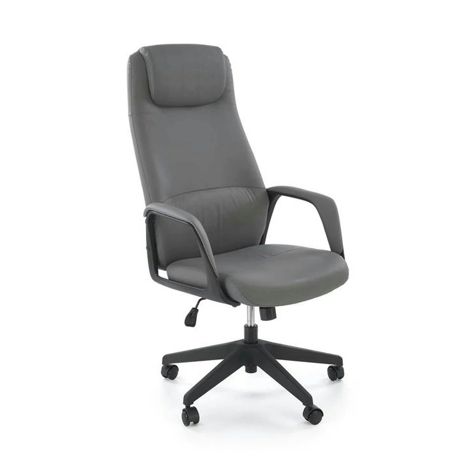 Scaun birou RAZOR, gri/negru, piele ecologica, 66x73x116-124 cm