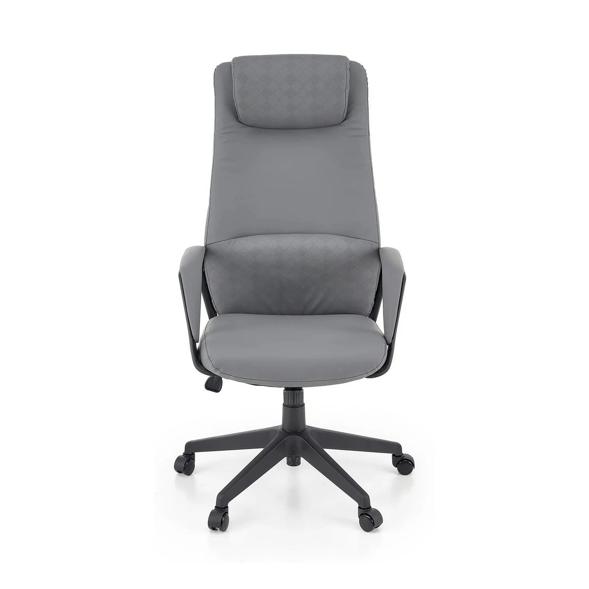 Scaun birou RAZOR, gri/negru, piele ecologica, 66x73x116-124 cm