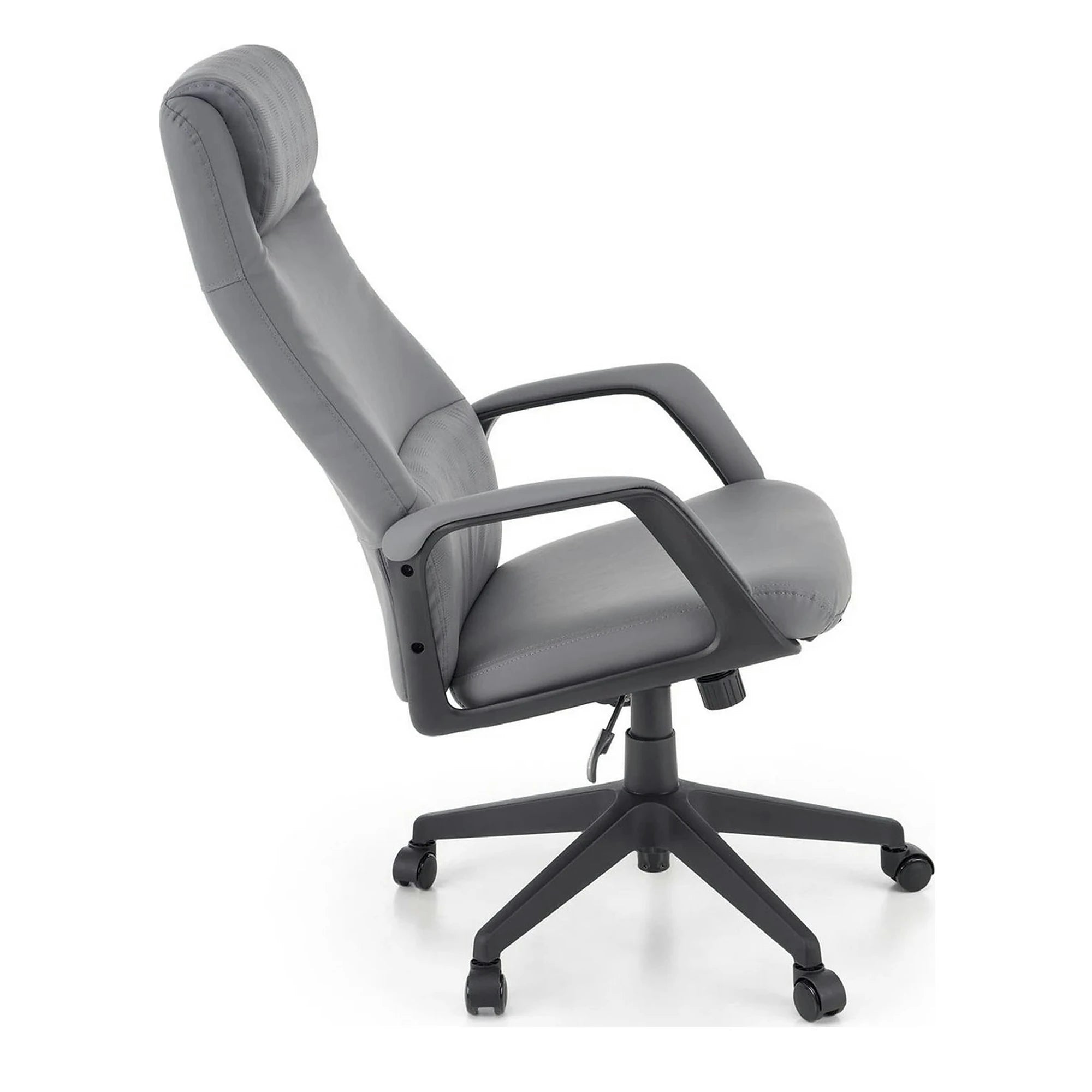 Scaun birou RAZOR, gri/negru, piele ecologica, 66x73x116-124 cm