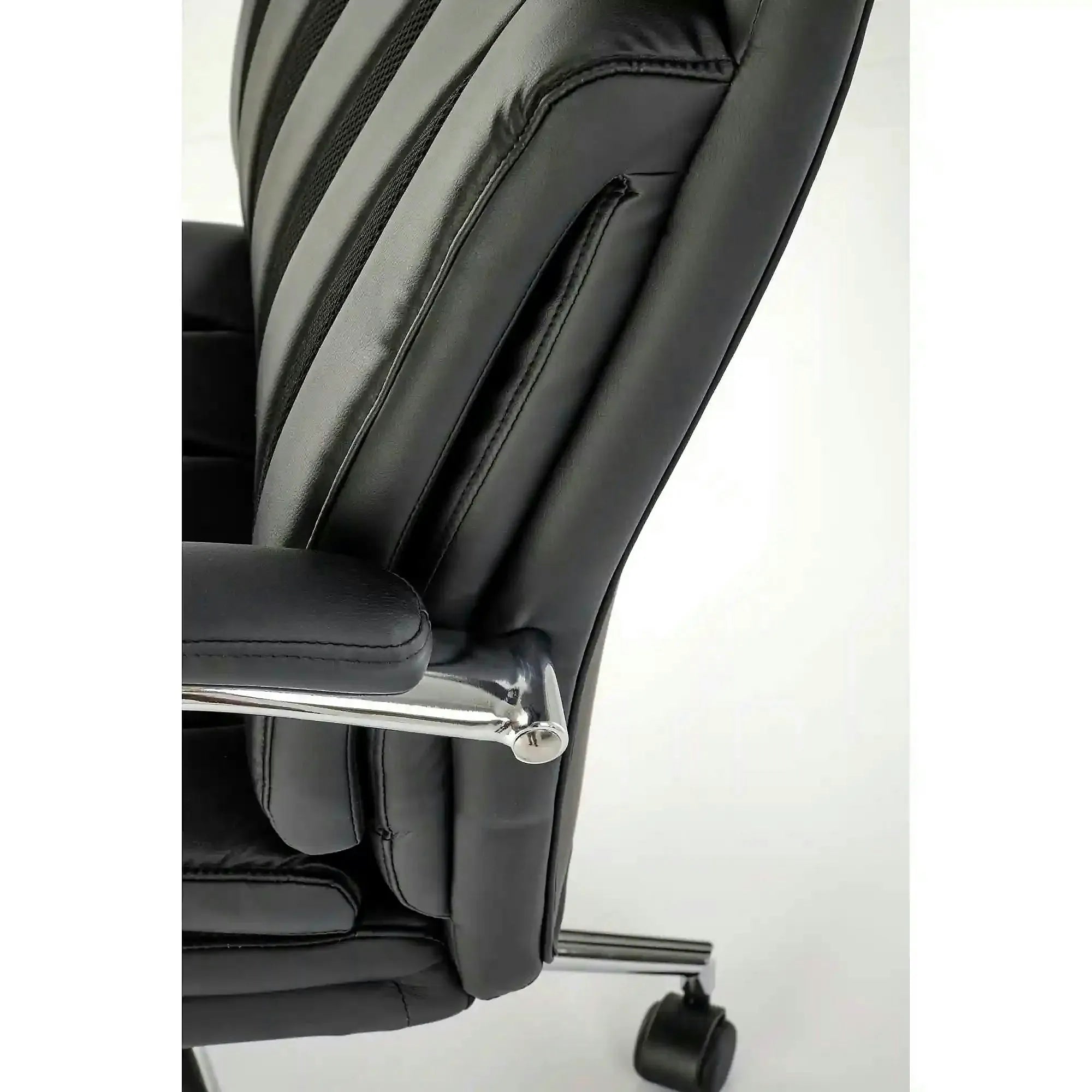 Scaun birou ROMANO, negru, piele ecologica/metal, 65x72x113/121 cm