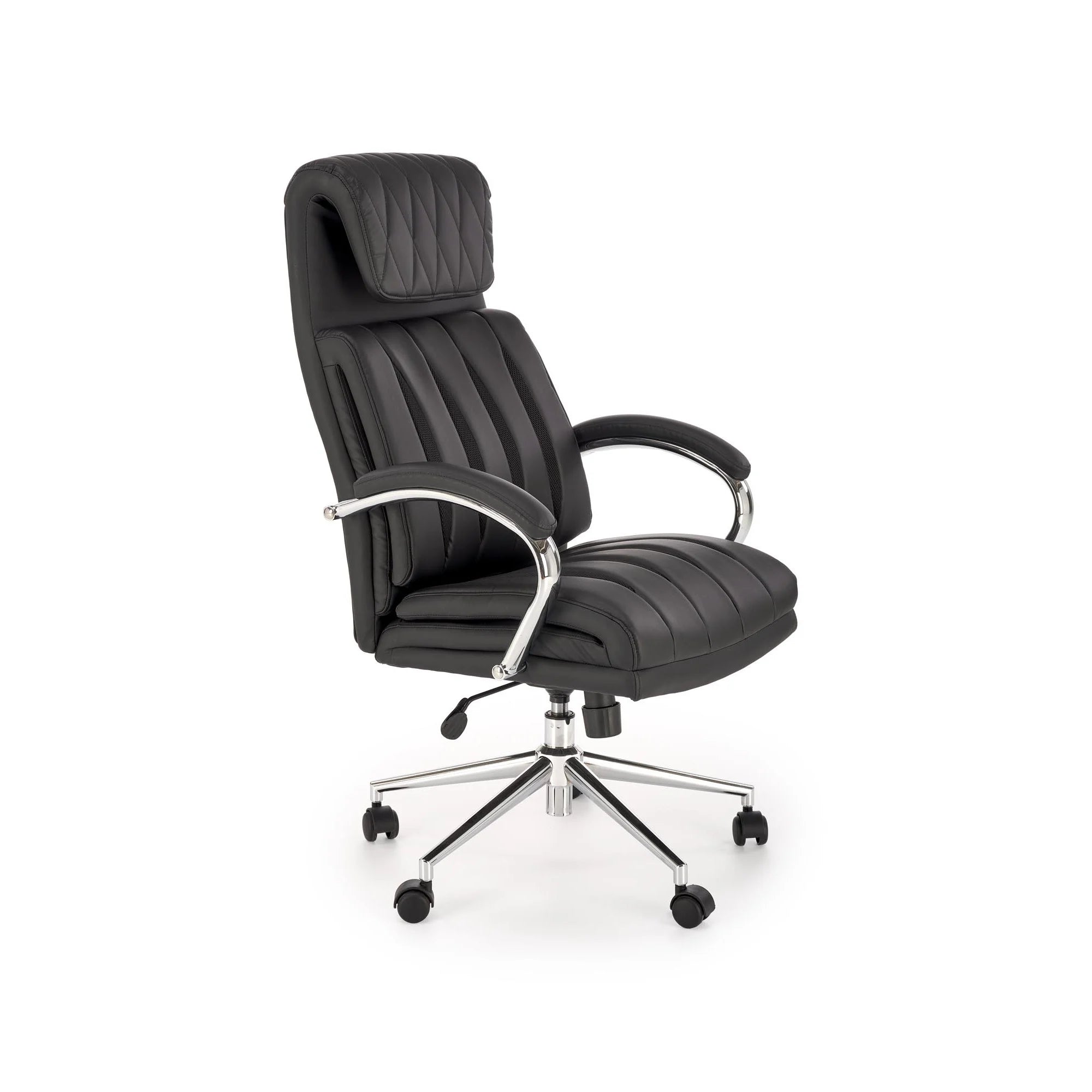 Scaun birou ROMANO, negru, piele ecologica/metal, 65x72x113/121 cm