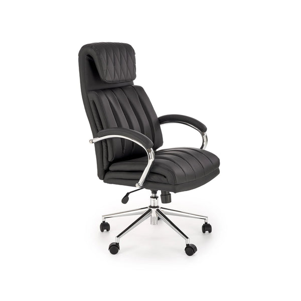 Scaun birou ROMANO, negru, piele ecologica/metal, 65x72x113/121 cm