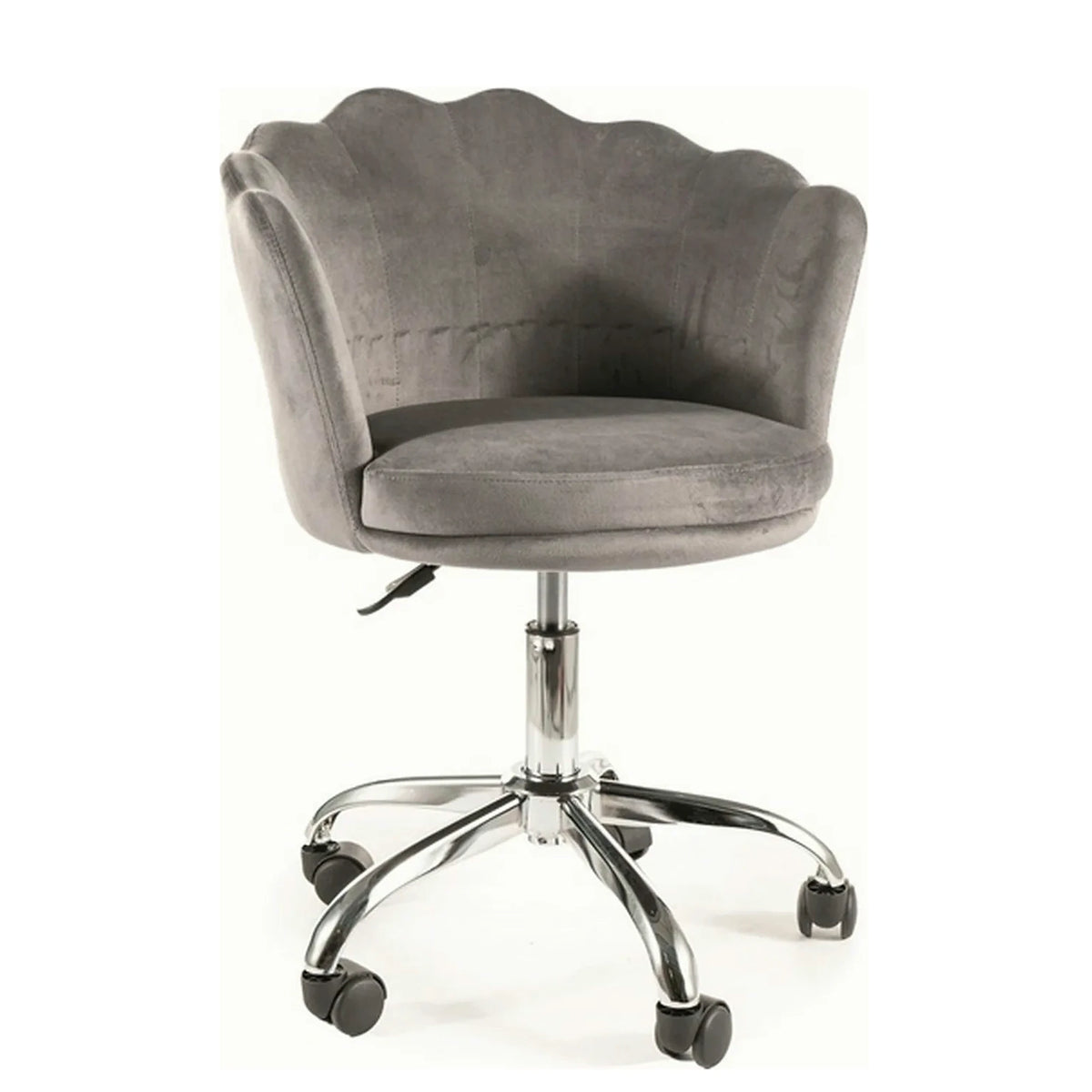 Scaun birou ROSE, gri, stofa catifelata/metal, 56x41x74/82 cm