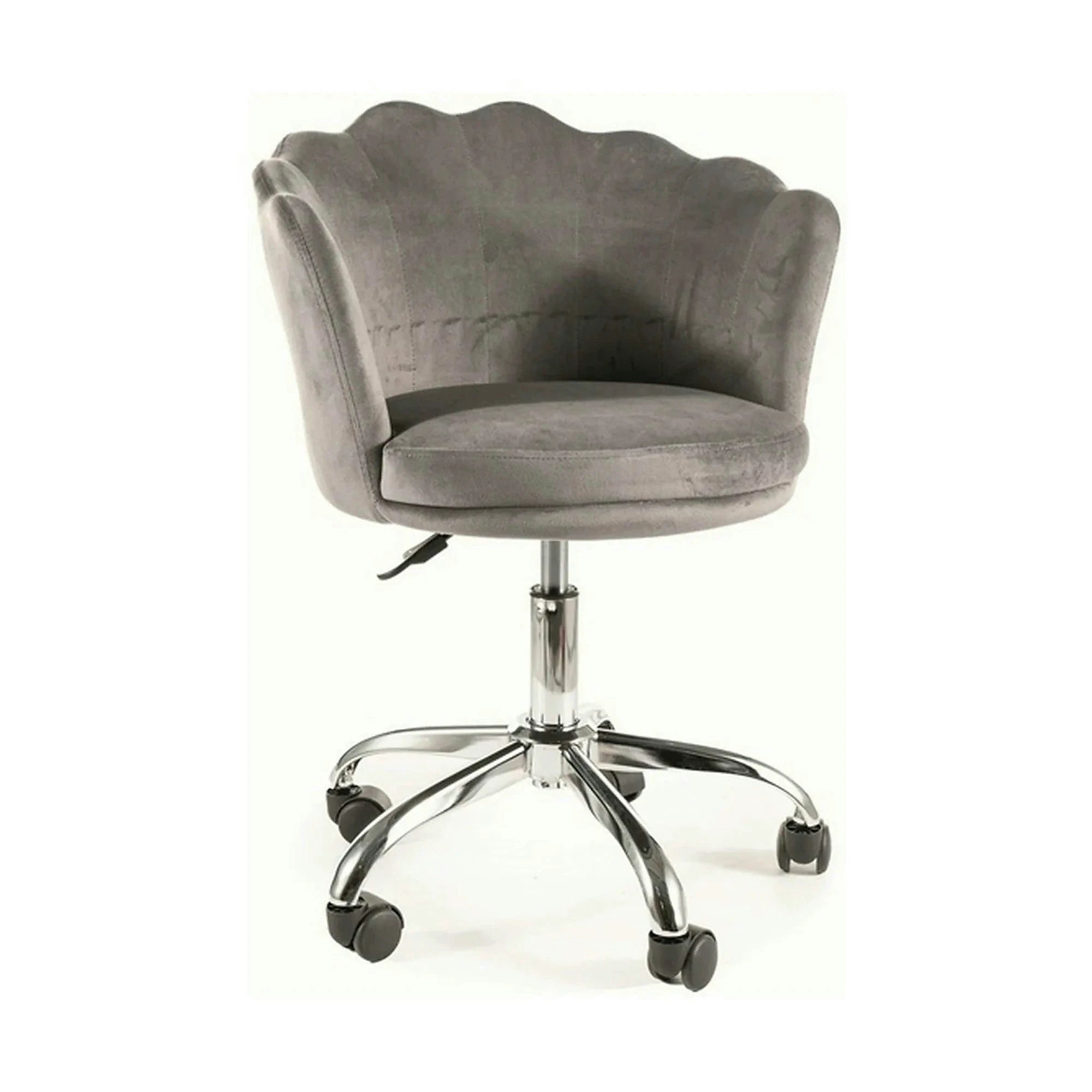 Scaun birou ROSE, gri, stofa catifelata/metal, 56x41x74/82 cm