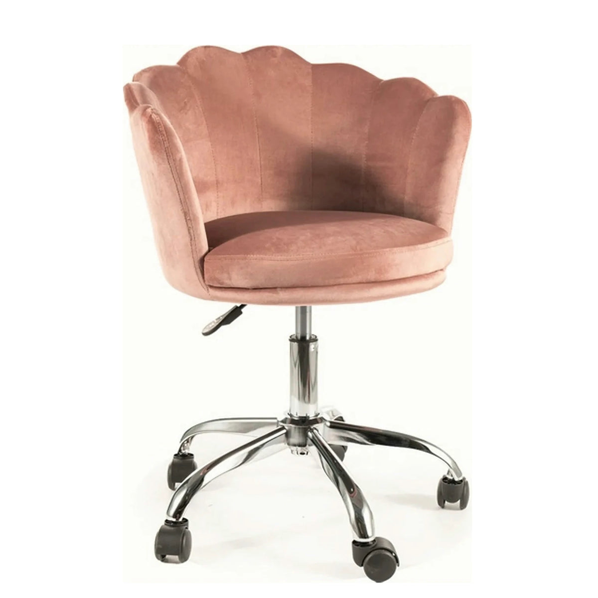 Scaun birou ROSE, roz/crom, stofa catifelata/metal, 56x41x74/83 cm