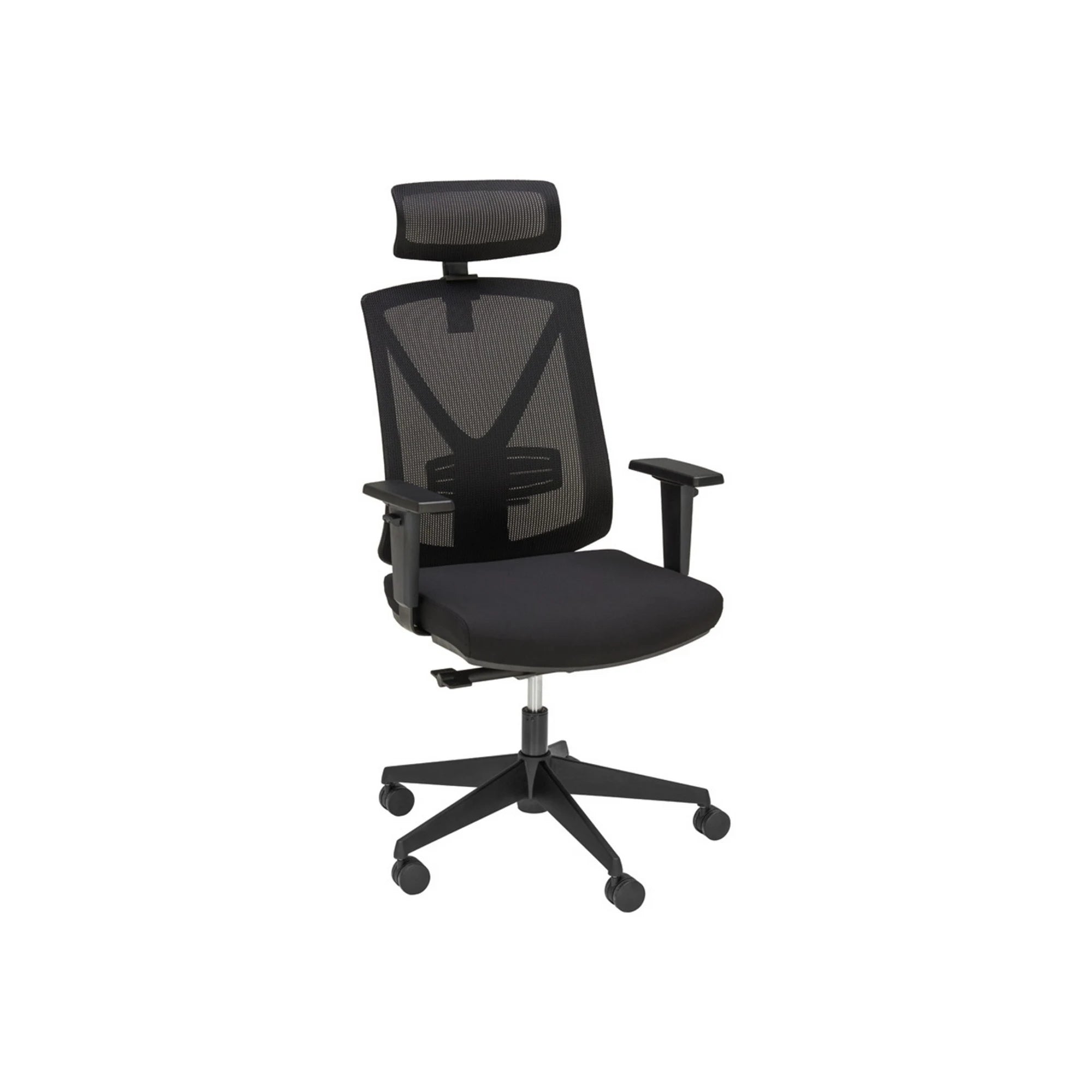 Scaun birou RYAN, negru, stofa/plasa, 62x65x119/129 cm