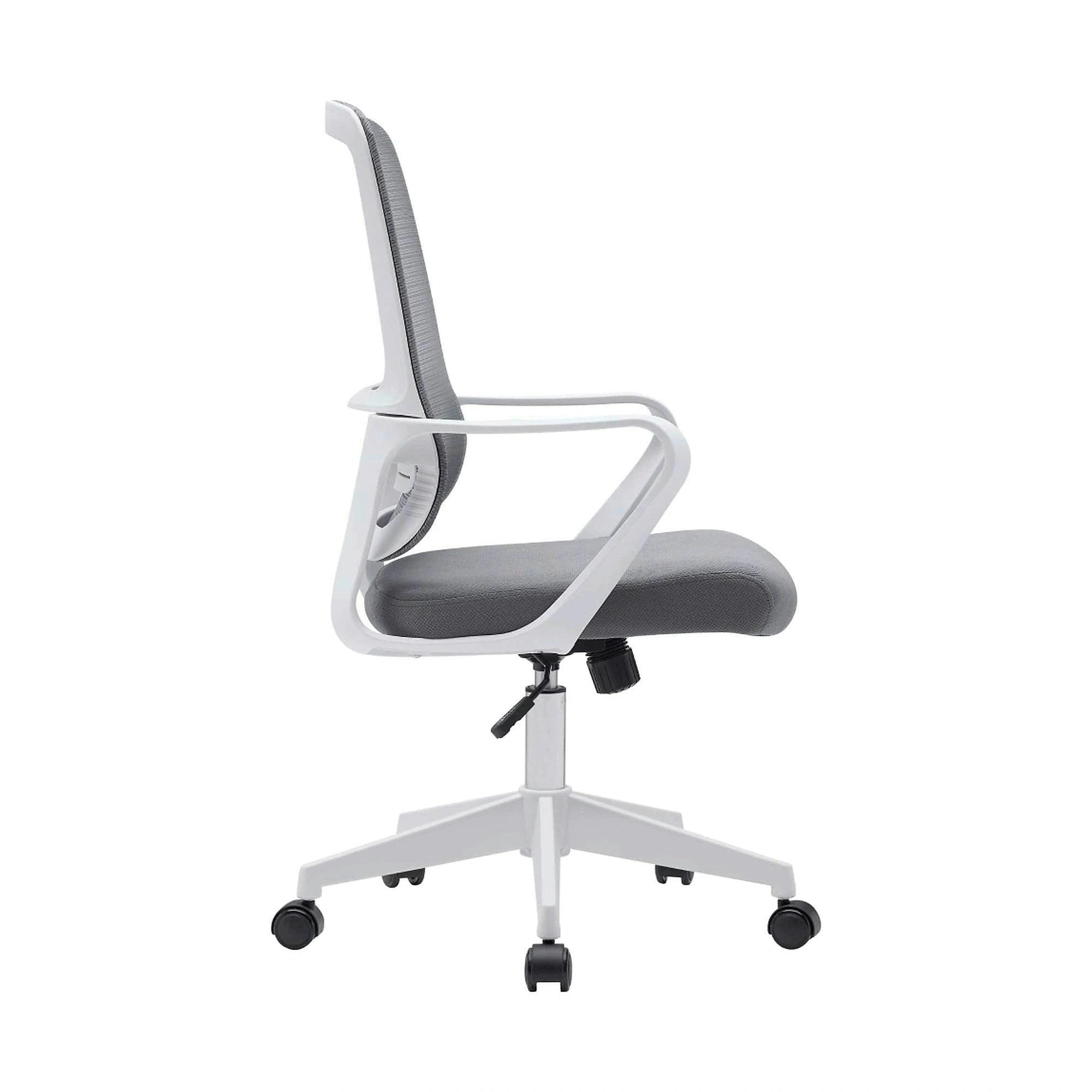 Scaun birou SALOMO TIP 1, gri/alb, plasa/stofa clasica/plastic, 63x57x99/109 cm