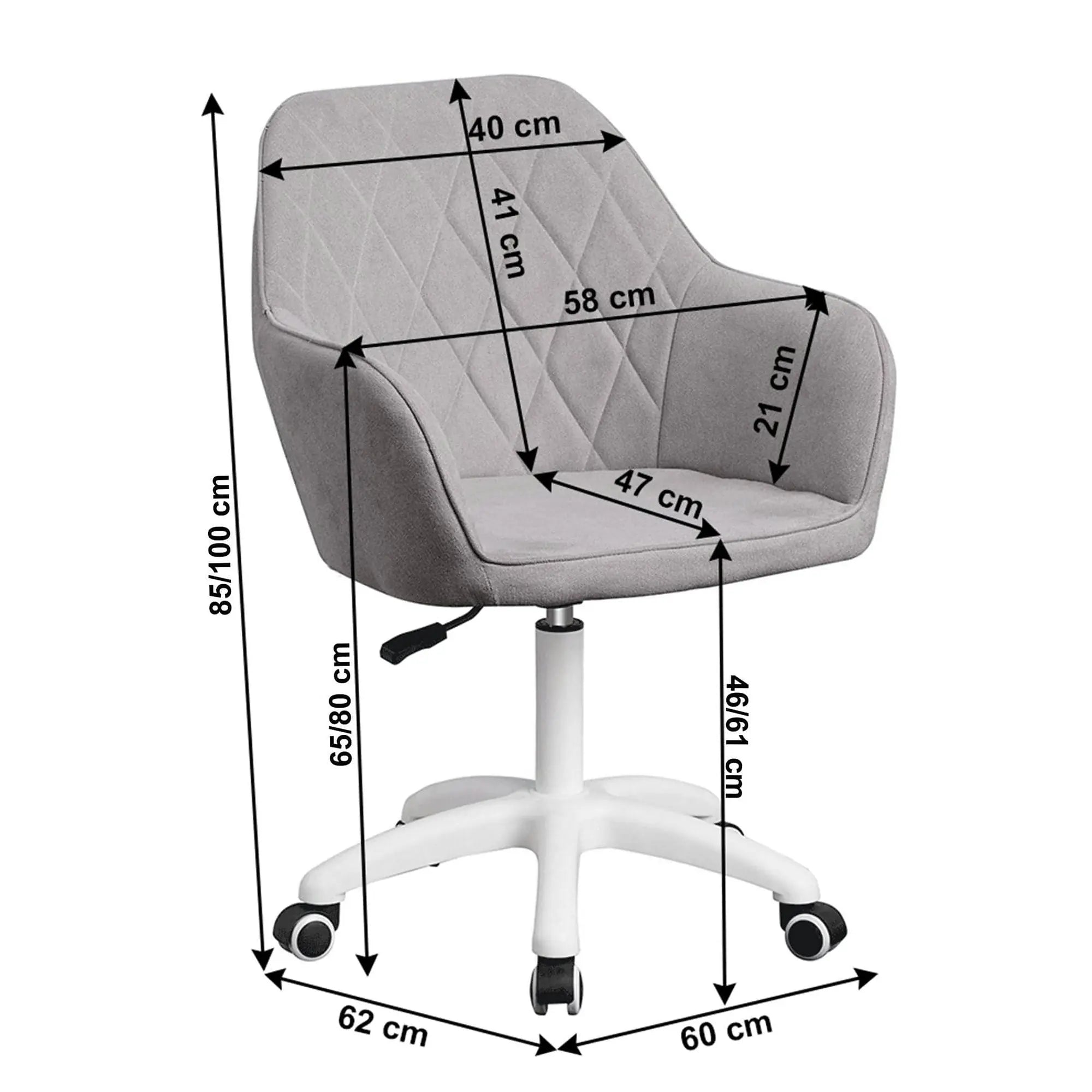 Scaun birou SANTY, gri, metal/stofa, 60x62x85/99 cm