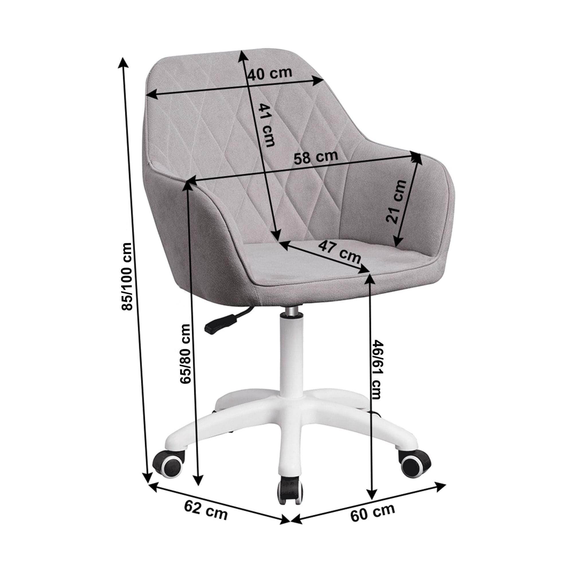 Scaun birou SANTY, gri, metal/stofa, 60x62x85/99 cm