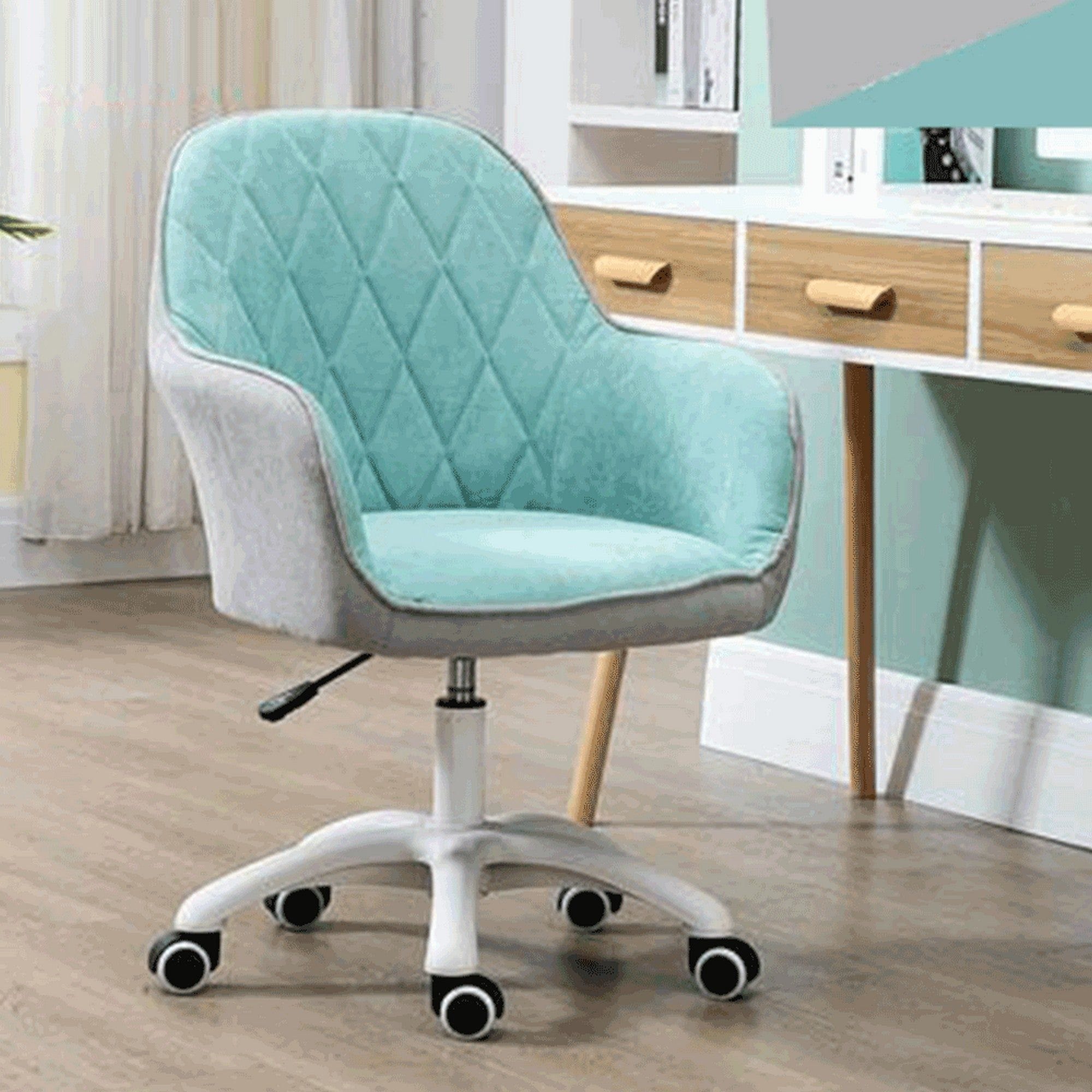 Scaun birou SANTY, verde menta/gri, metal/stofa, 60x62x85/100 cm