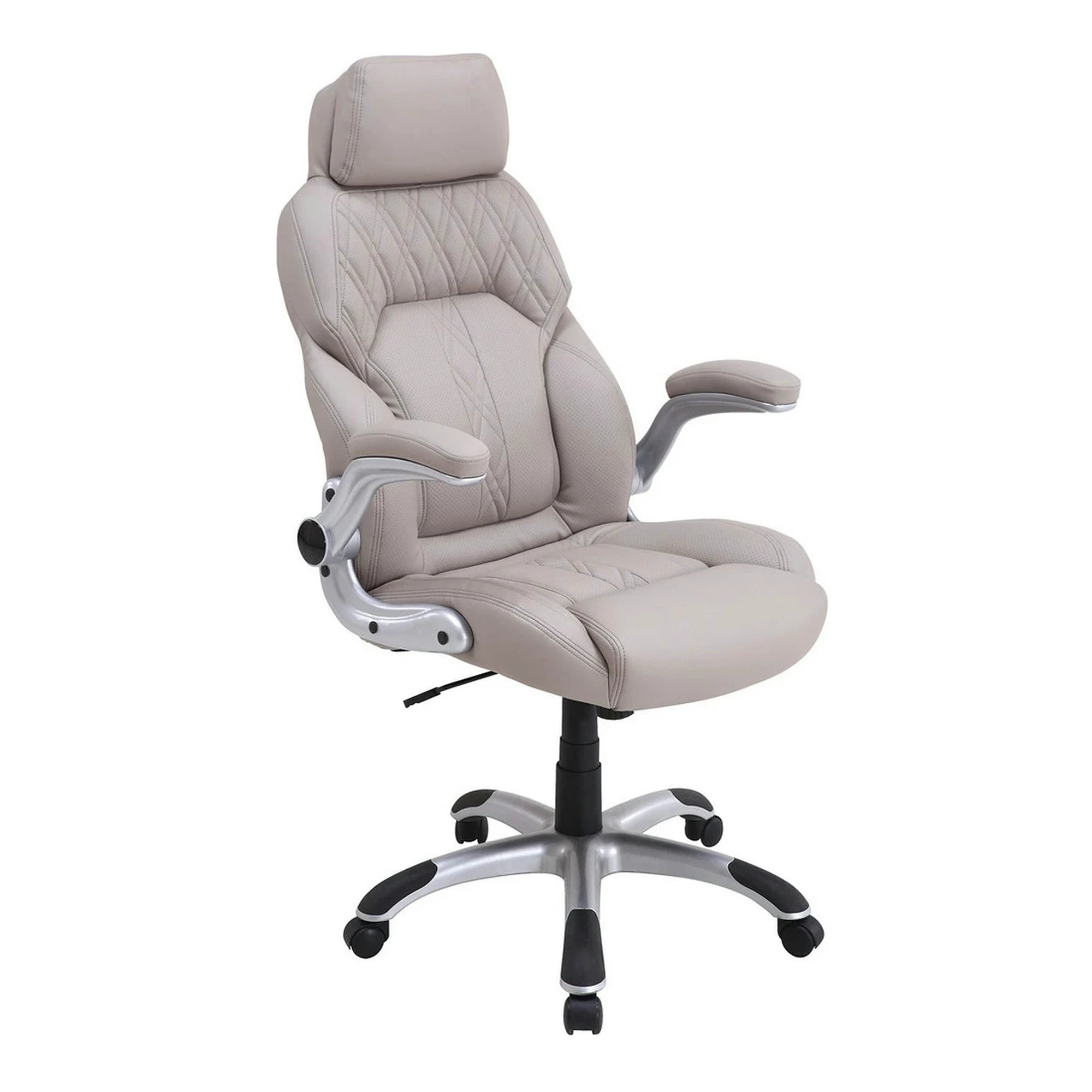 Scaun birou SEVEN, gri deschis, piele ecologica, 68x76x118/126 cm