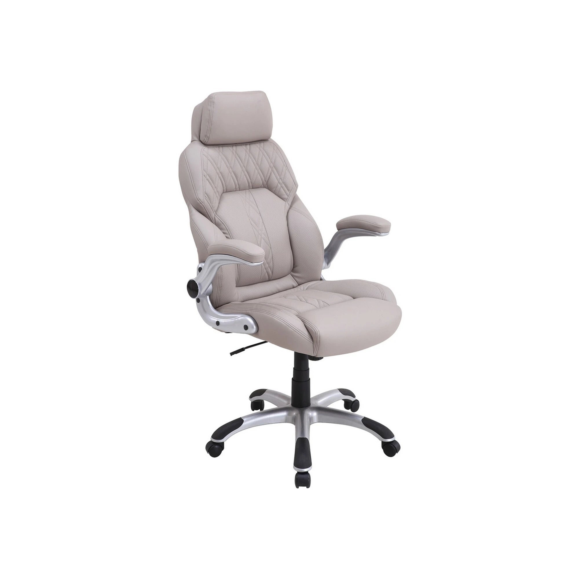 Scaun birou SEVEN, gri deschis, piele ecologica, 68x76x118/126 cm