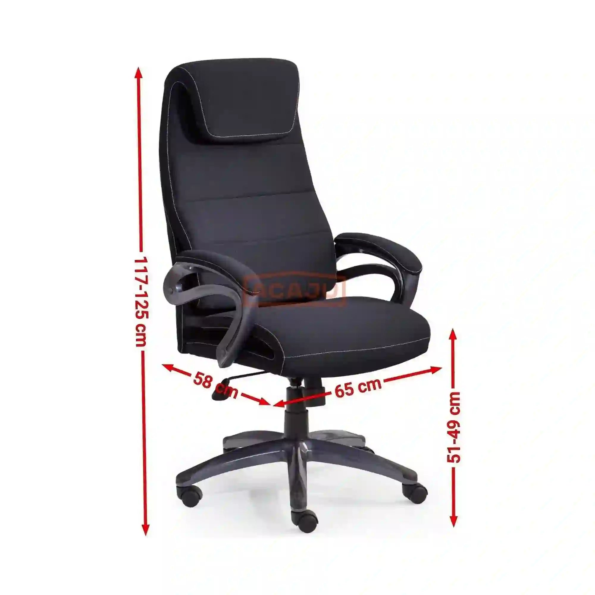Scaun birou SIDNEY, negru, stofa, 65x70x117/125 cm