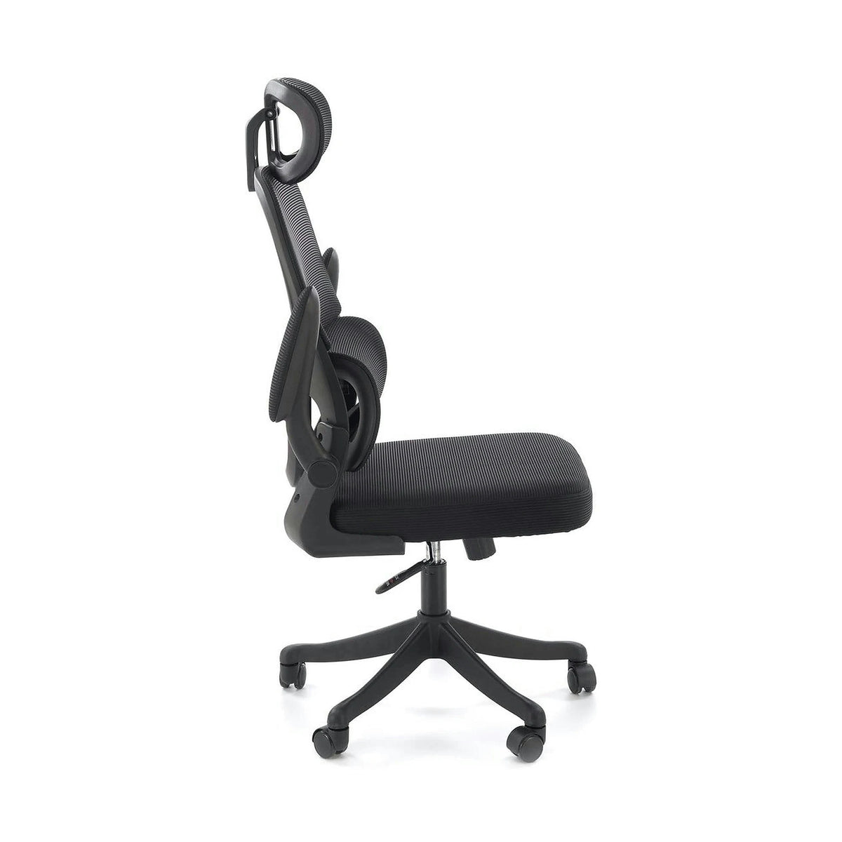 Scaun birou SOREN, negru, stofa clasica/plastic, 62x62x116/124 cm