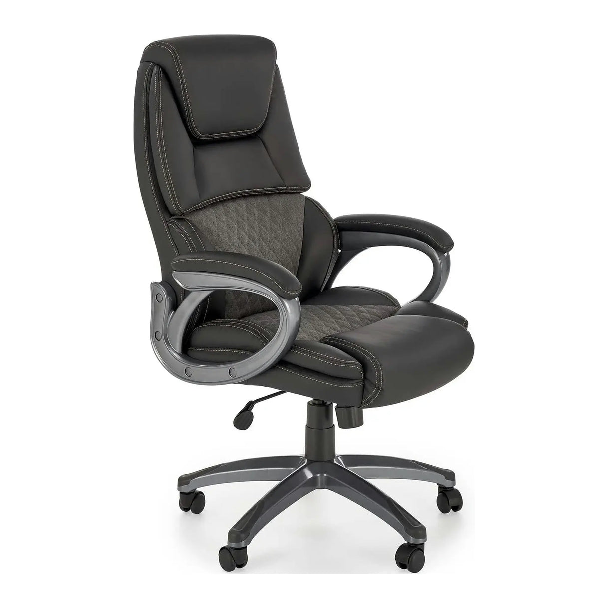 Scaun birou STEVEN, negru/gri, piele ecologica/panza, 65x70x111/119 cm