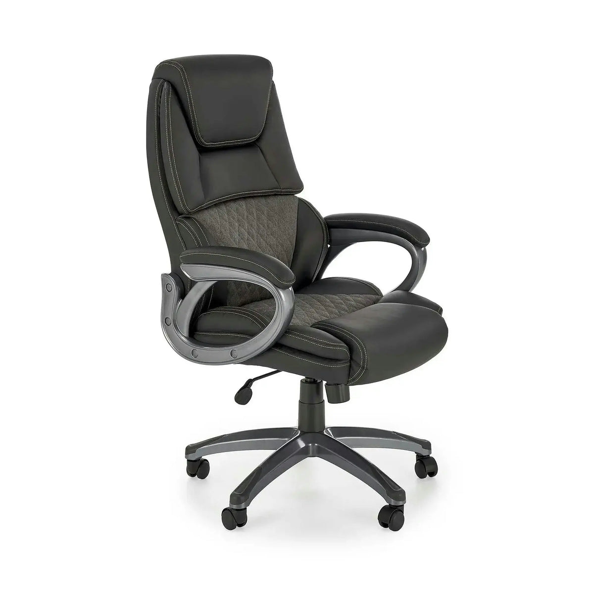 Scaun birou STEVEN, negru/gri, piele ecologica/panza, 65x70x111/119 cm