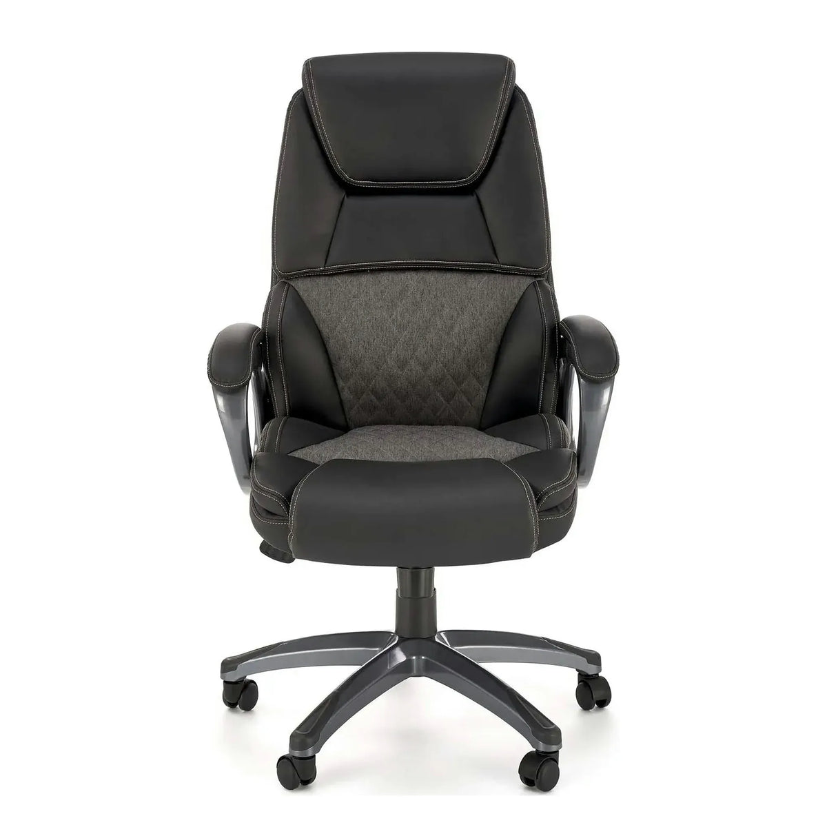 Scaun birou STEVEN, negru/gri, piele ecologica/panza, 65x70x111/119 cm